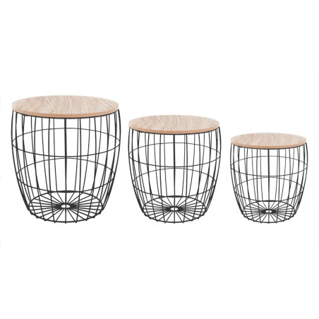 Table à café Atomic noir lot de 3 Atmosphera