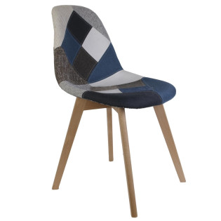 Chaise patchwork bleu/gris...