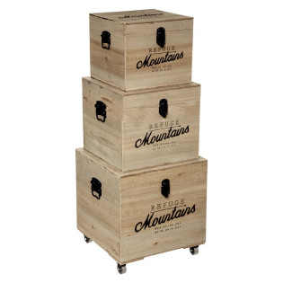 Lot de 3 malles carrés bois...