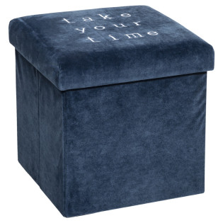 Pouf pliant bleu en velours...