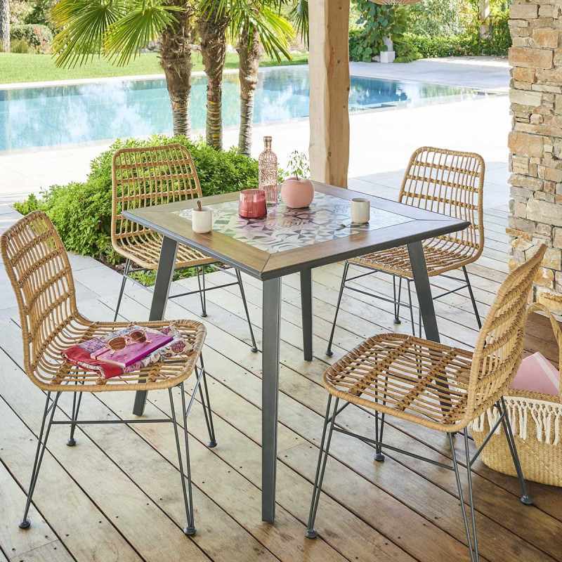 Table extérieure carrée Lambada 4 places Hespéride