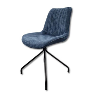 Chaise velours côtelé bleu...