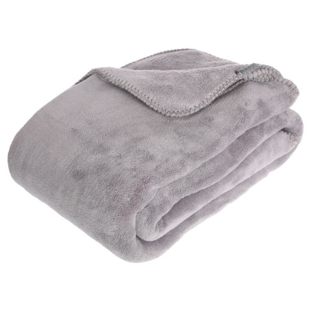 Plaid grand modèle microfibre 180x230 cm gris clair